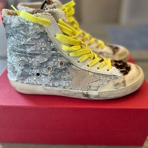 Golden Goose Mid Star Glitter Wingtip Sneakers. Women’s size 6. EU 36